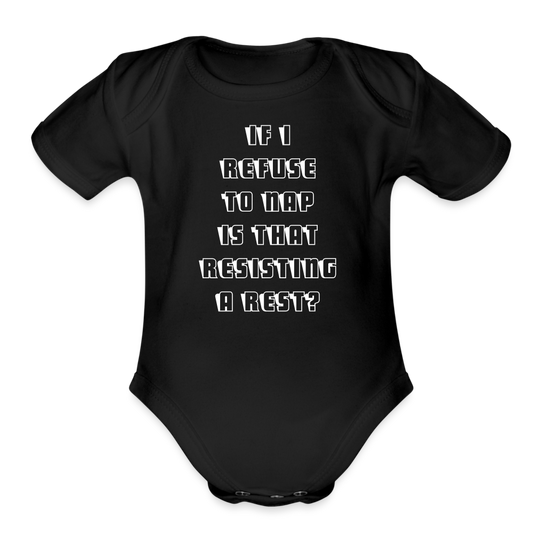 Resisting A Rest Organic Short Sleeve Baby Bodysuit - black