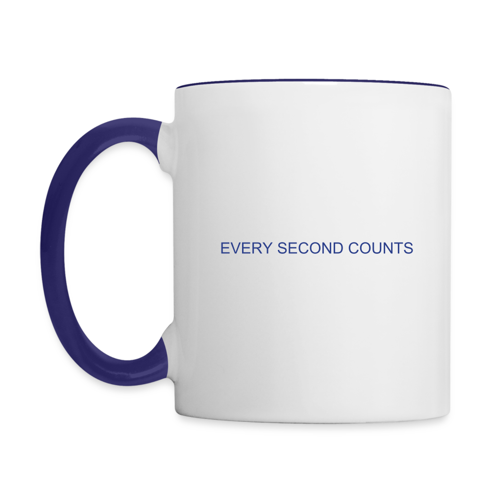 Every Second Counts Contrast Coffee Mug - white/cobalt blue
