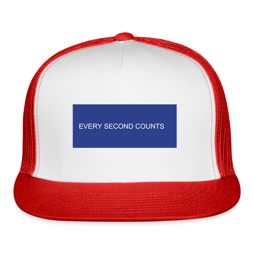 Every Second Counts Trucker Hat - white/red