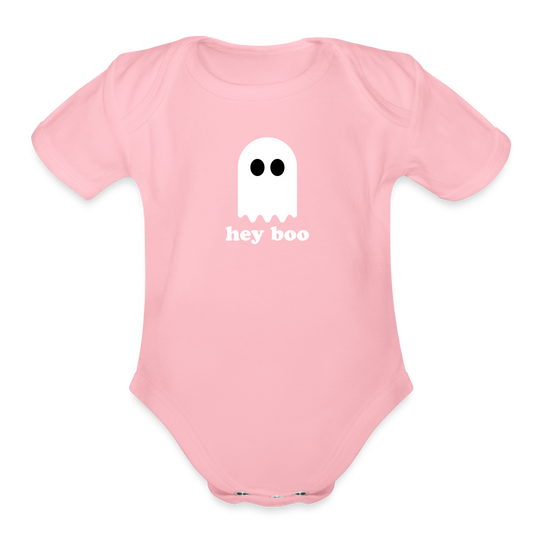 Hey Boo Organic Short Sleeve Baby Bodysuit - light pink