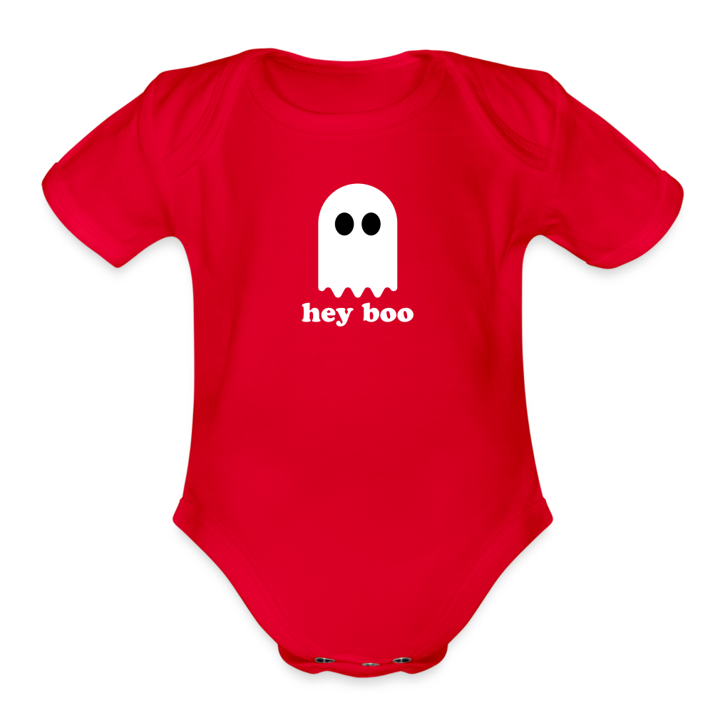 Hey Boo Organic Short Sleeve Baby Bodysuit - red