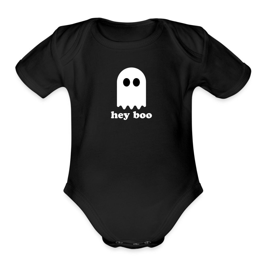 Hey Boo Organic Short Sleeve Baby Bodysuit - black