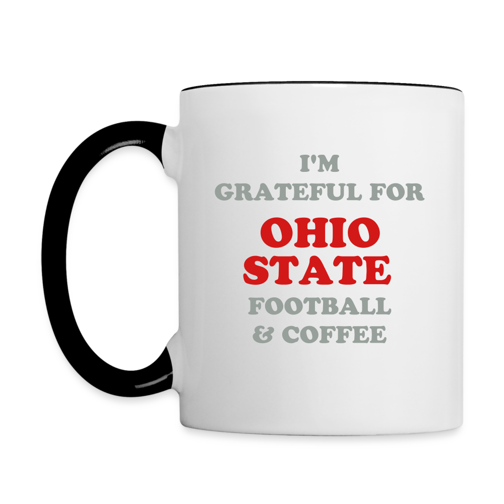 I'm Grateful for Ohio State Football & Food Contrast Coffee Mug - white/black