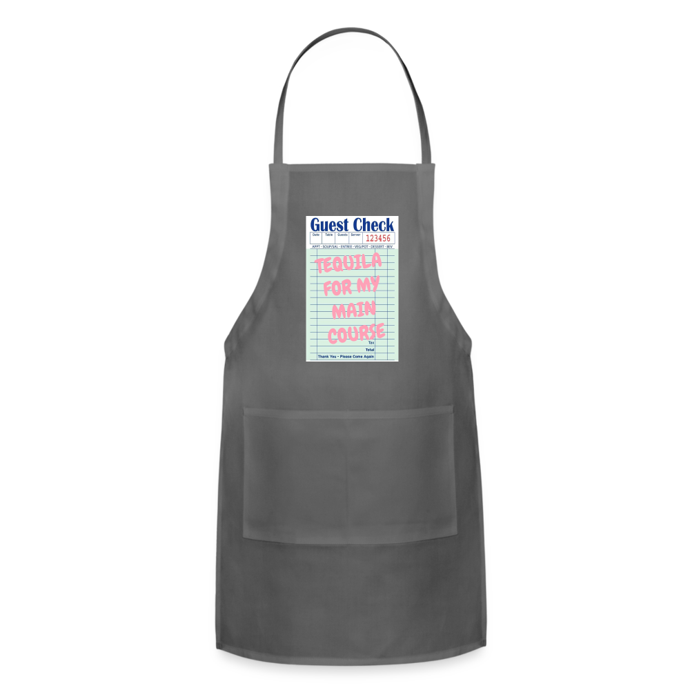 Tequila For My Main Course Adjustable Apron - charcoal