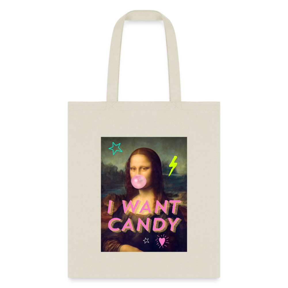Mona Lisa I Want Candy Tote Bag - natural