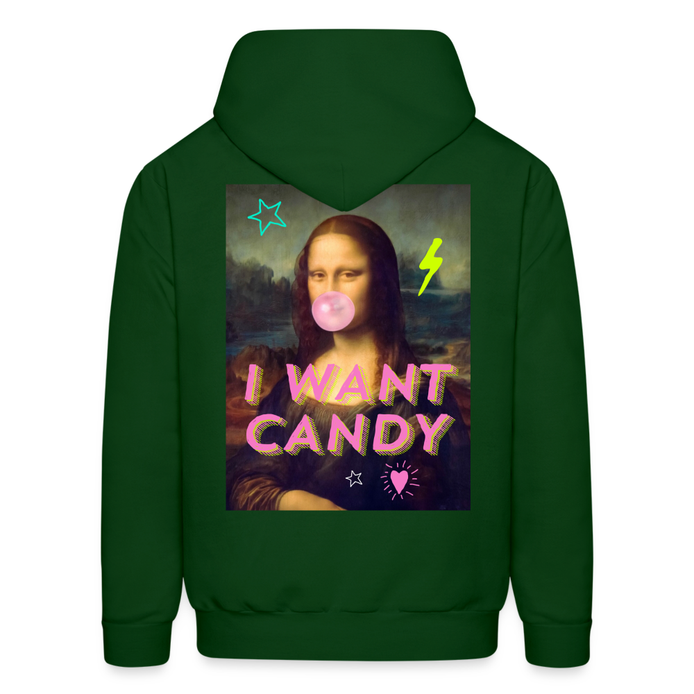 Mona Lisa I Want Candy Men's Hoodie - forest green