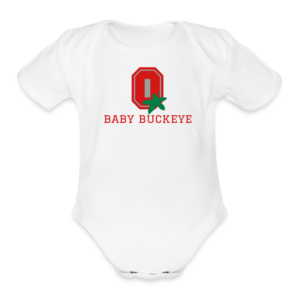 Baby Buckeye Organic Short Sleeve Baby Bodysuit - white