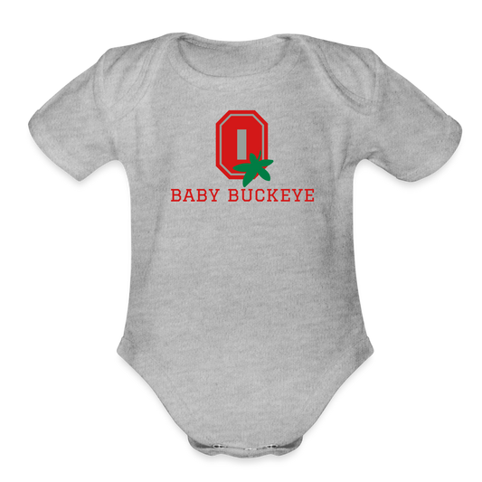 Baby Buckeye Organic Short Sleeve Baby Bodysuit - heather grey