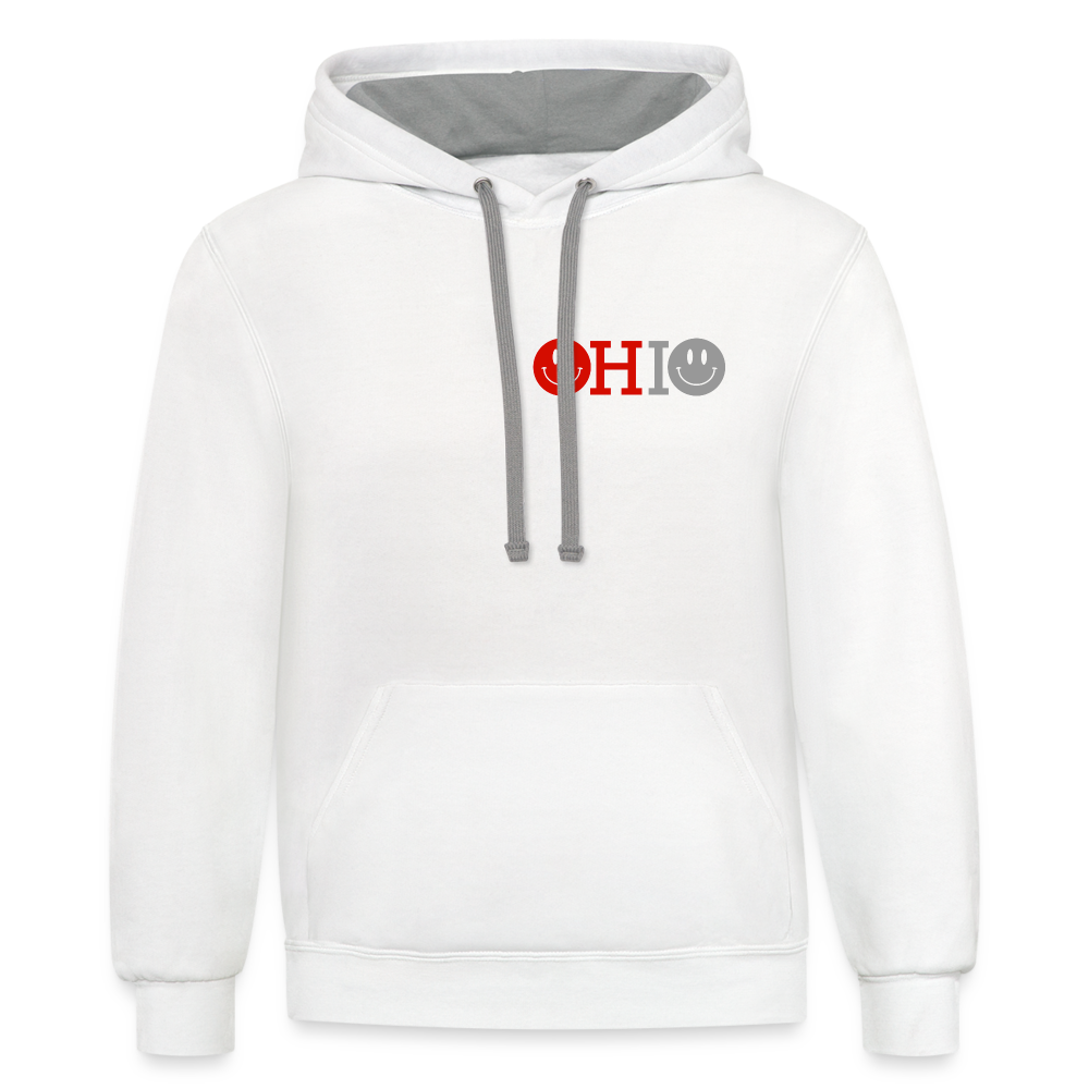 OHIO Smiley Face Contrast Hoodie - white/gray