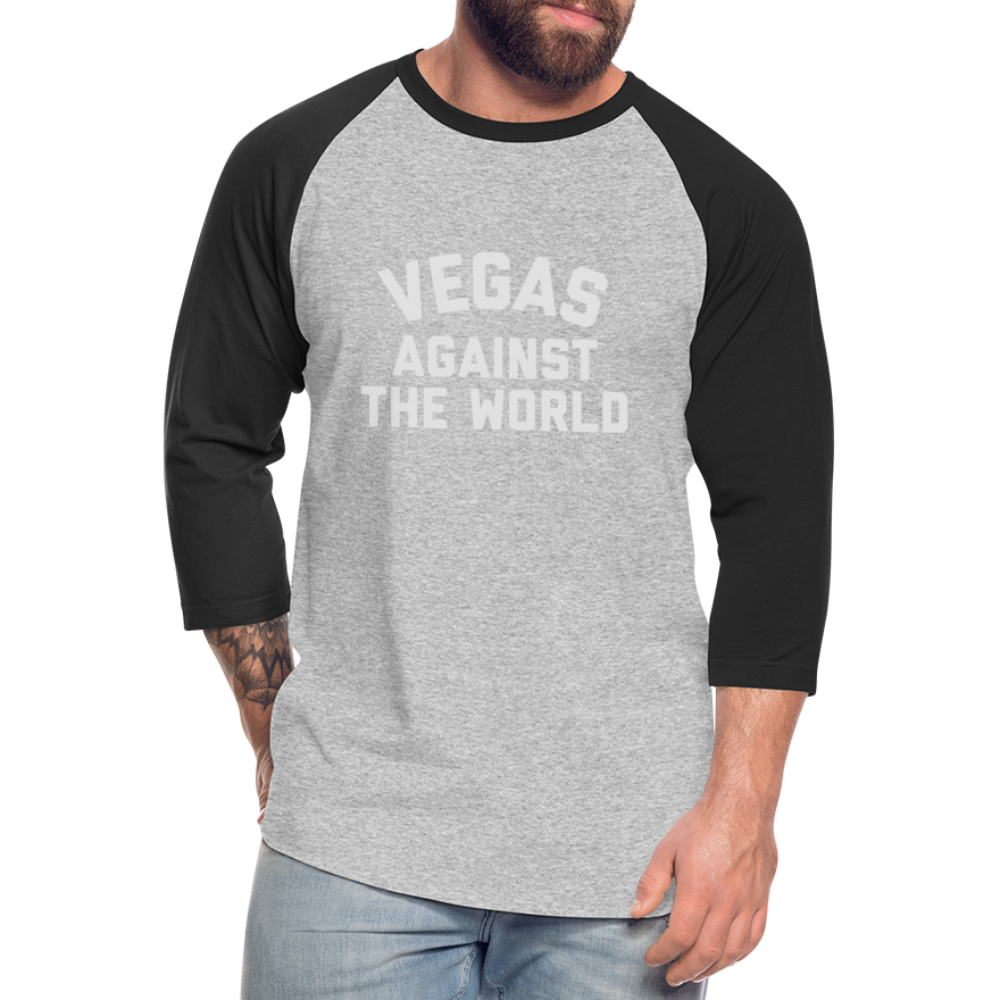 Vegas Against the World Baseball T-Shirt - heather gray/black