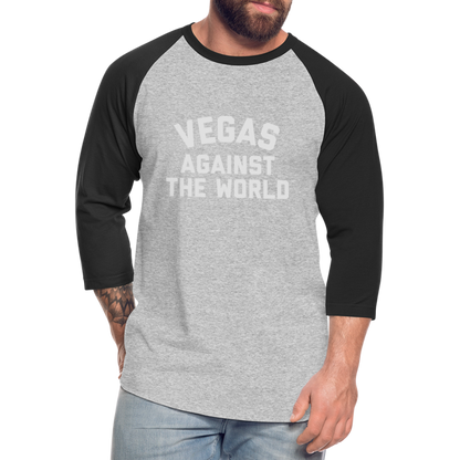 Vegas Against the World Baseball T-Shirt - heather gray/black