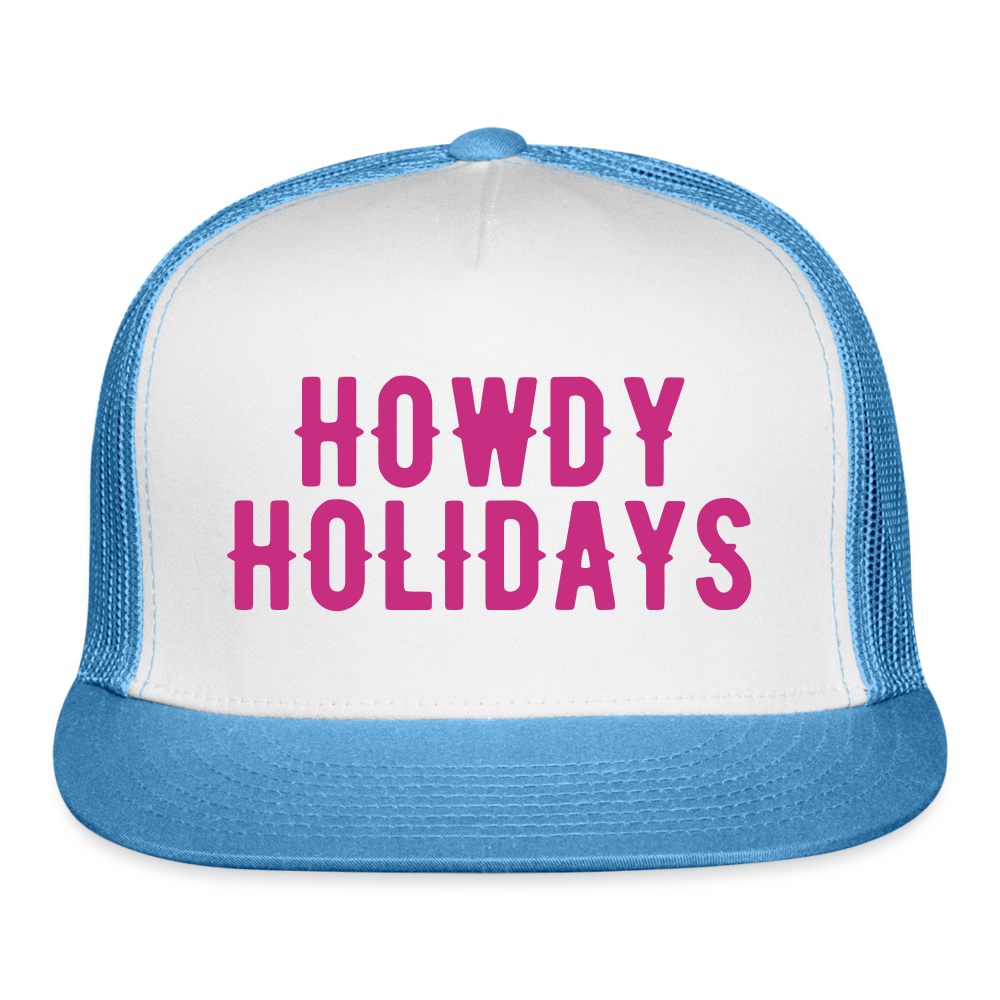 Howdy Holidays Trucker Cap - white/blue