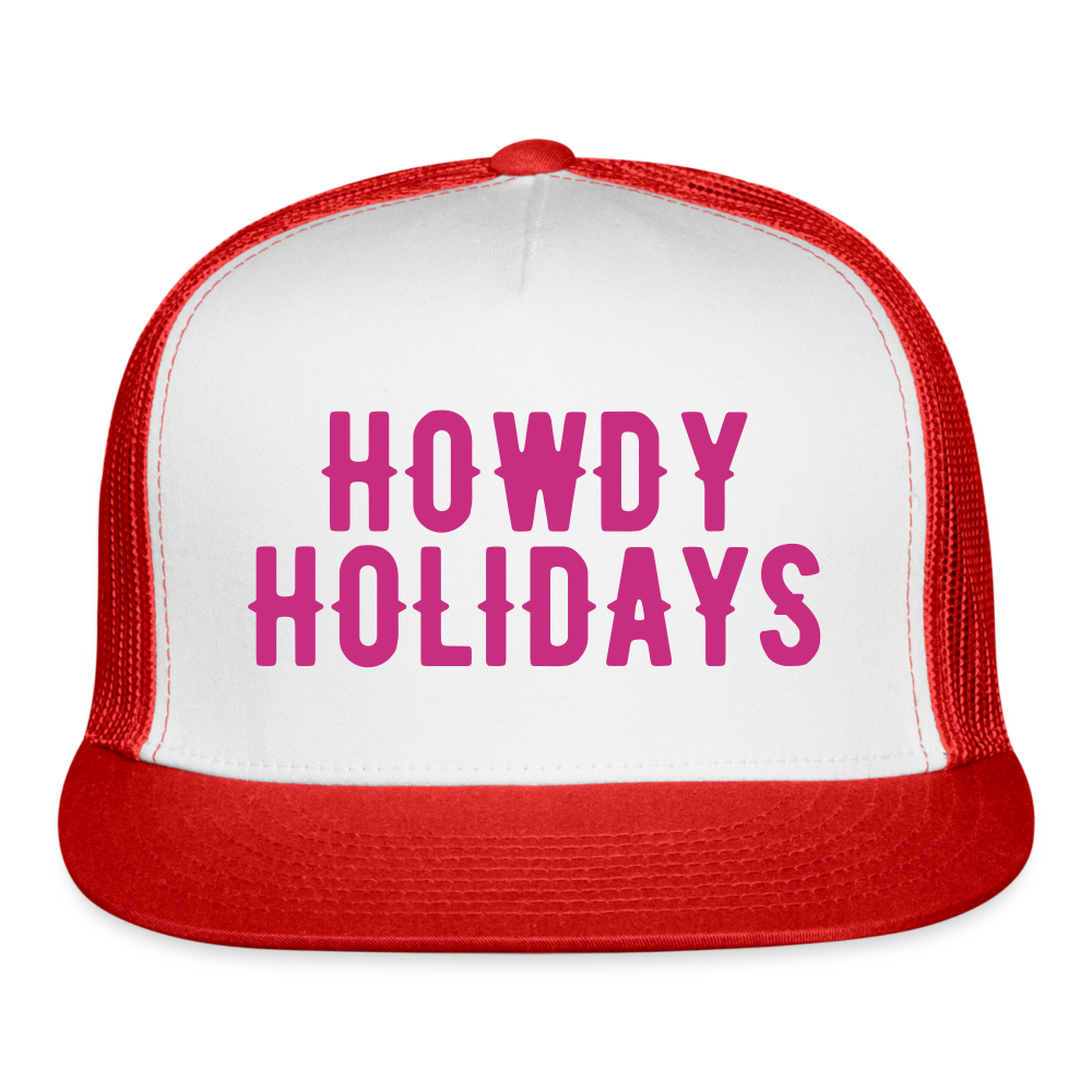 Howdy Holidays Trucker Cap - white/red