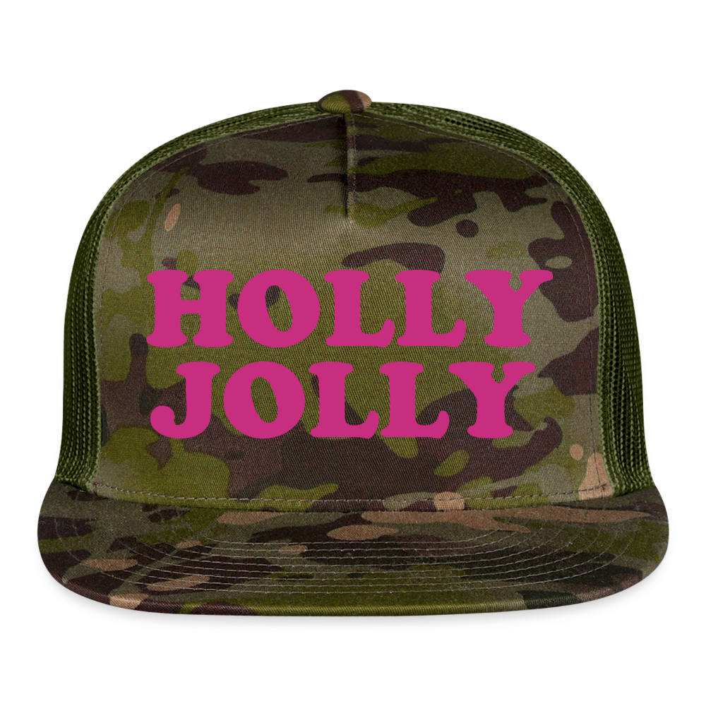 Holly Jolly Trucker Cap Velvet Print - MultiCam\green