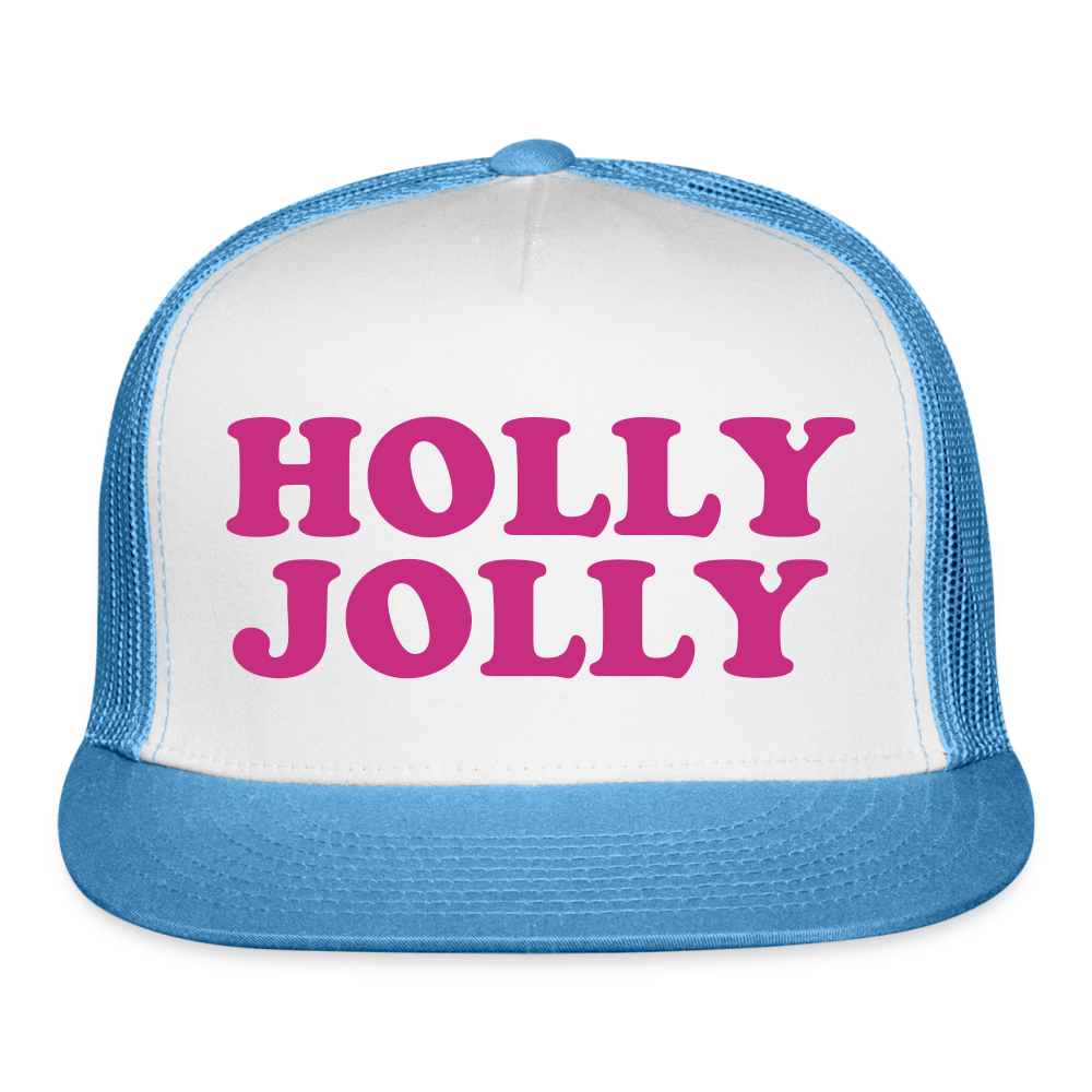Holly Jolly Trucker Cap Velvet Print - white/blue