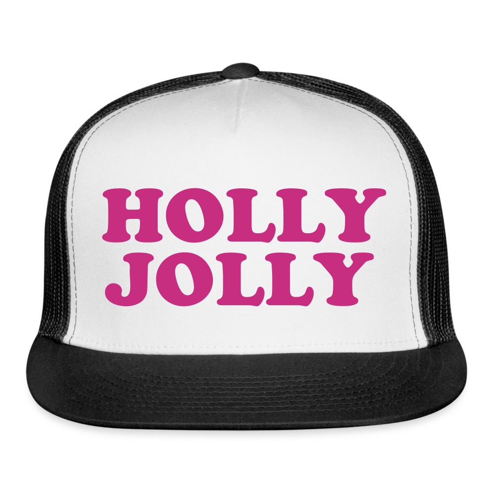 Holly Jolly Trucker Cap Velvet Print - white/black