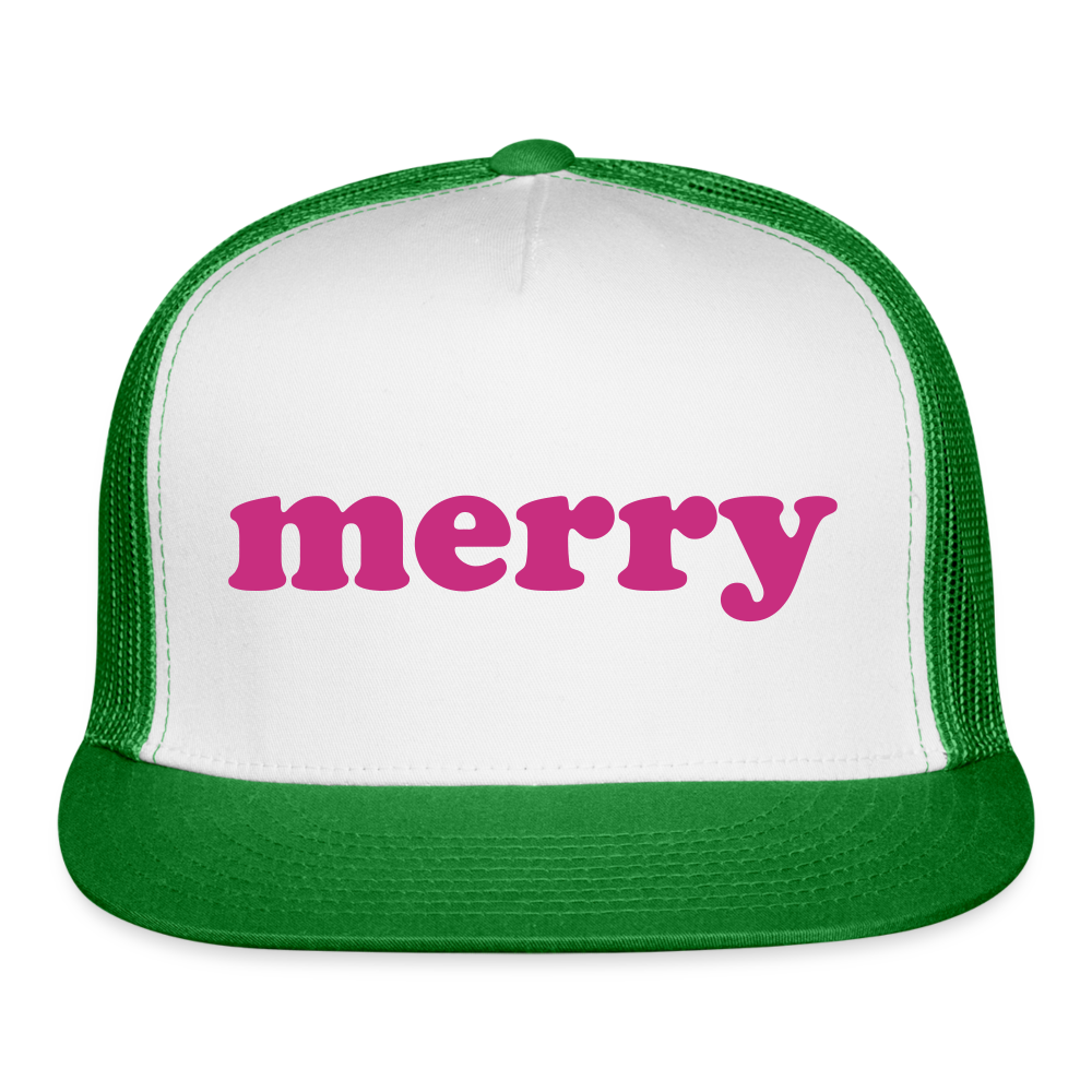 Merry Trucker Cap - white/kelly green