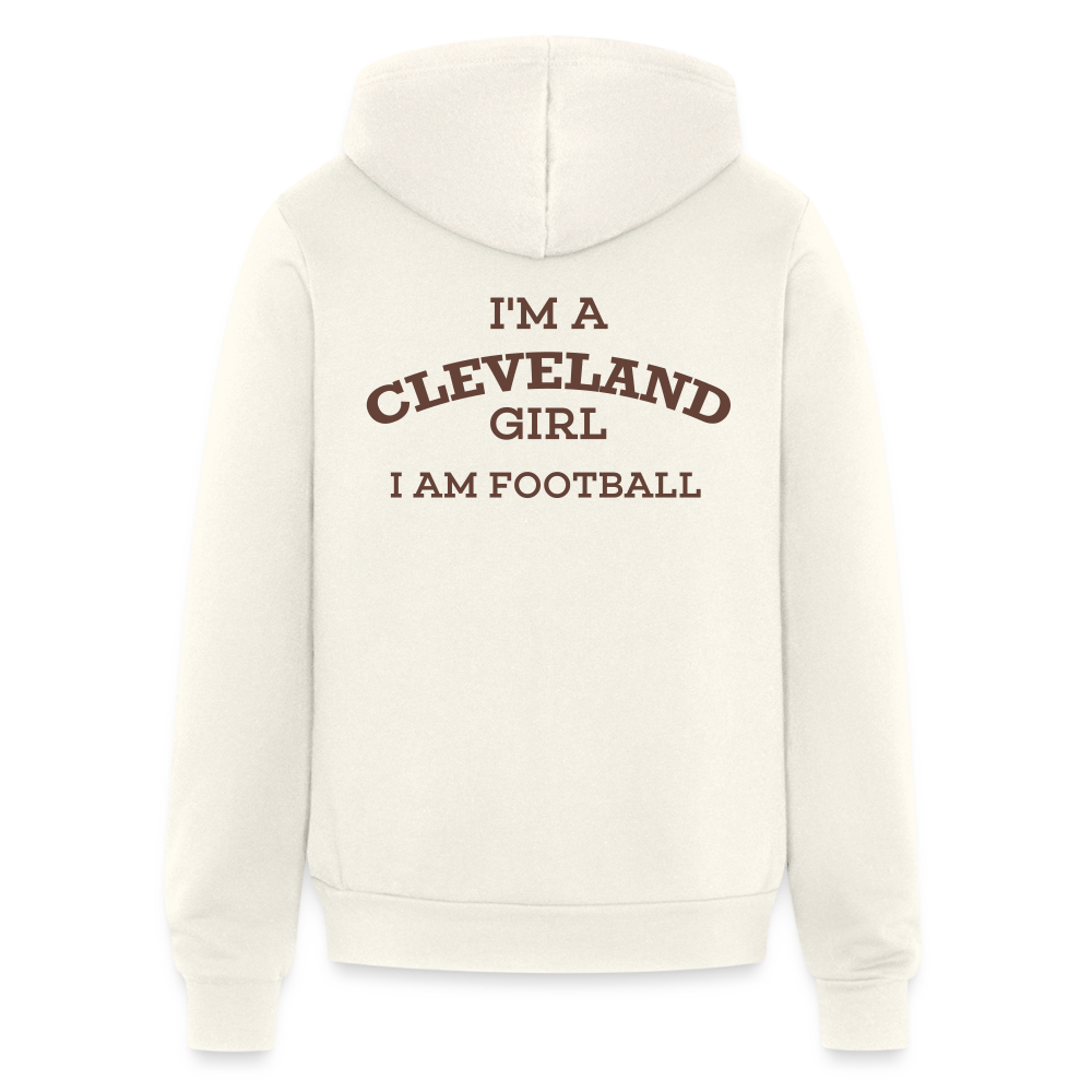 I'm a Cleveland Girl I Am Football Bella + Canvas Zip Hoodie Velvet Print - vintage white