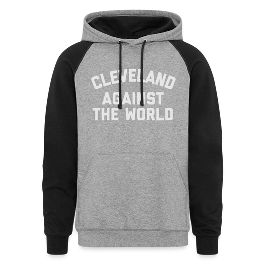 Cleveland Against the World Colorblock Hoodie - heather gray/black