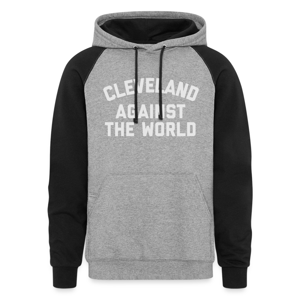 Cleveland Against the World Colorblock Hoodie - heather gray/black