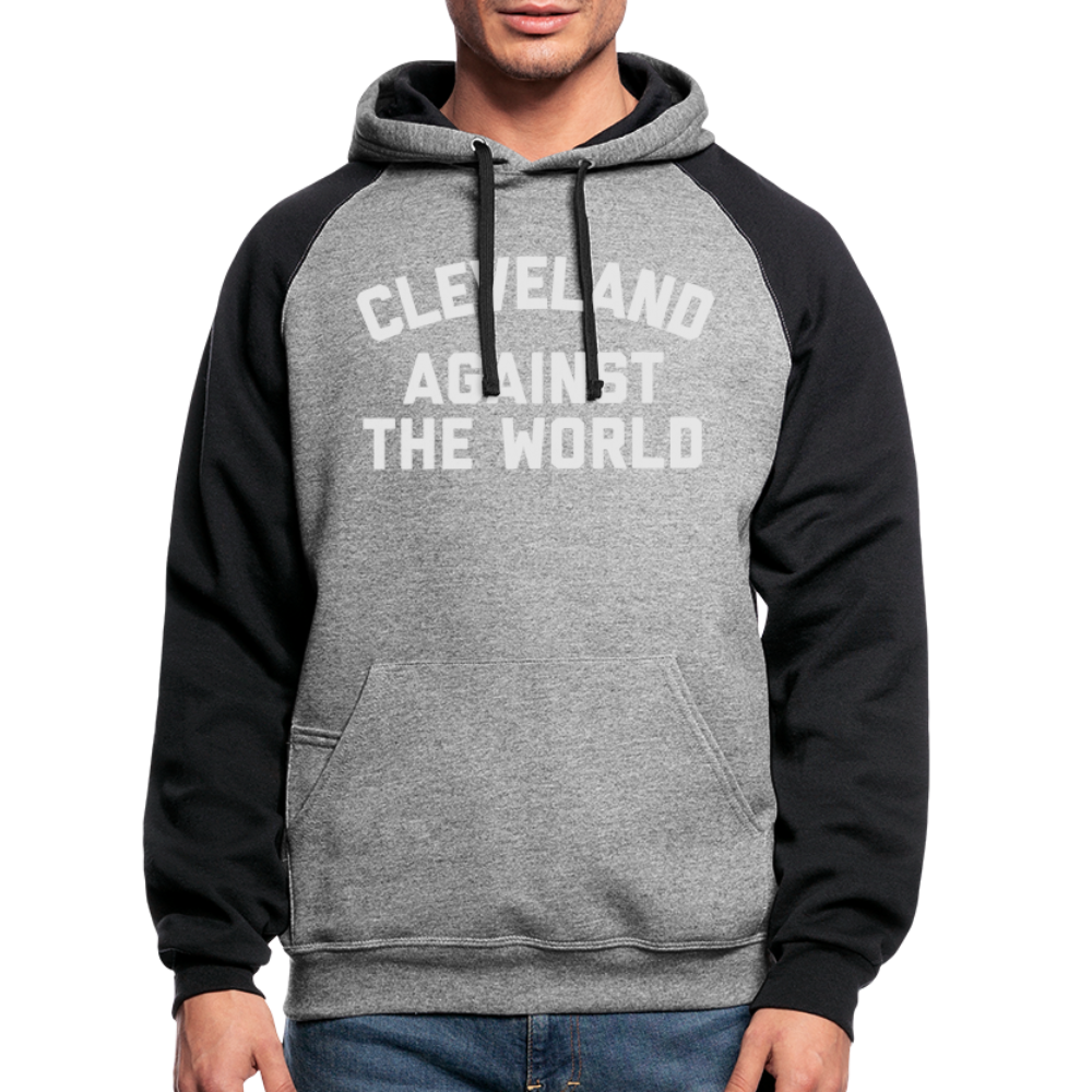 Cleveland Against the World Colorblock Hoodie - heather gray/black