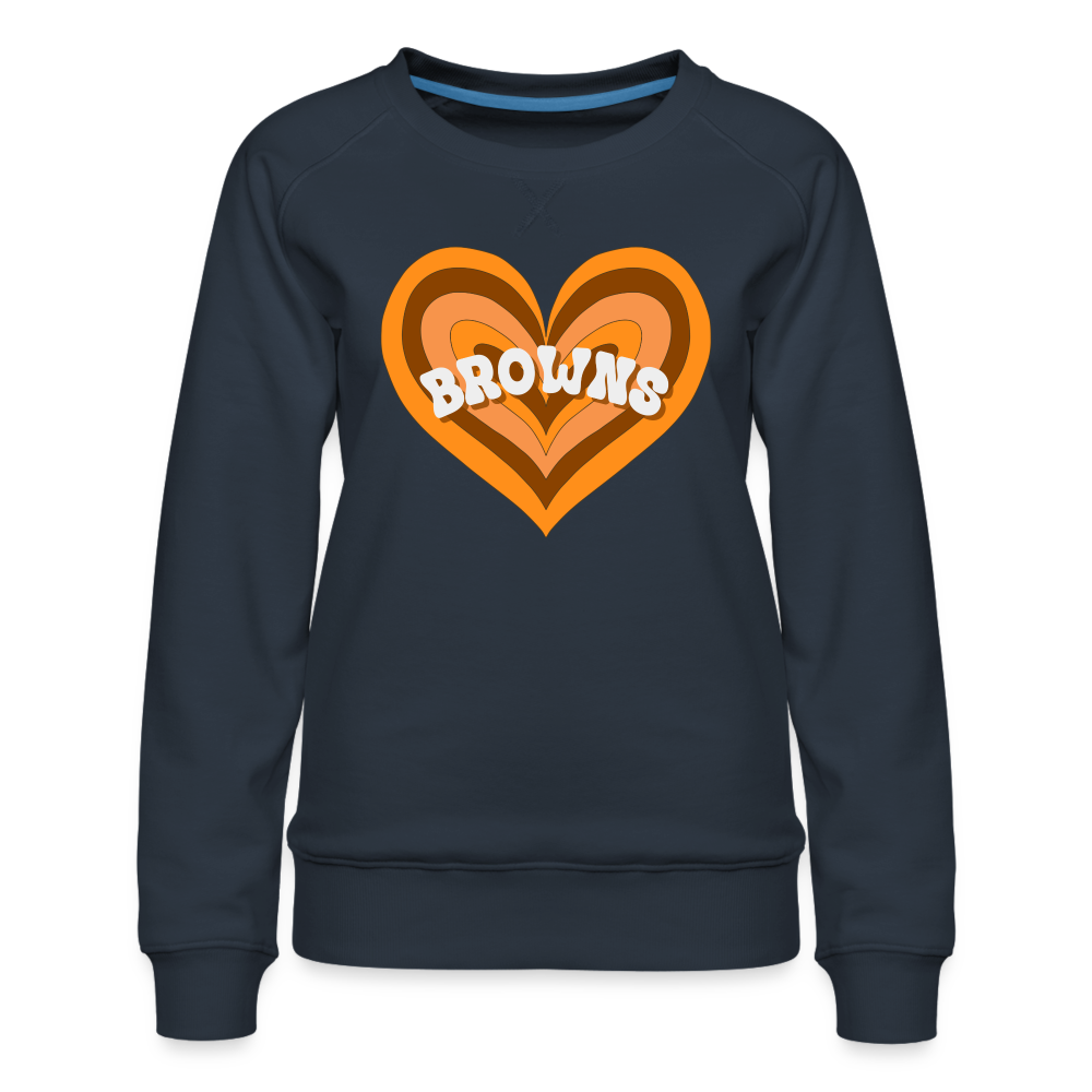 Browns Heart Women’s Premium Sweatshirt - navy