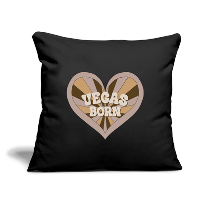 Vegas Born Throw Pillow Cover 18” x 18” - black