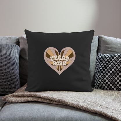 Vegas Born Throw Pillow Cover 18” x 18” - black