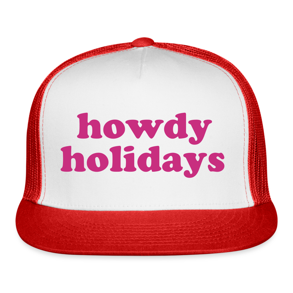 Howdy Holidays Trucker Cap - white/red