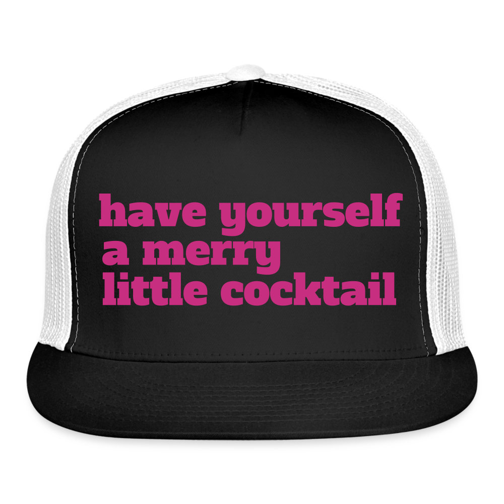 Have Yourself a Merry Little Cocktail Trucker Cap Velvet Print - black/white