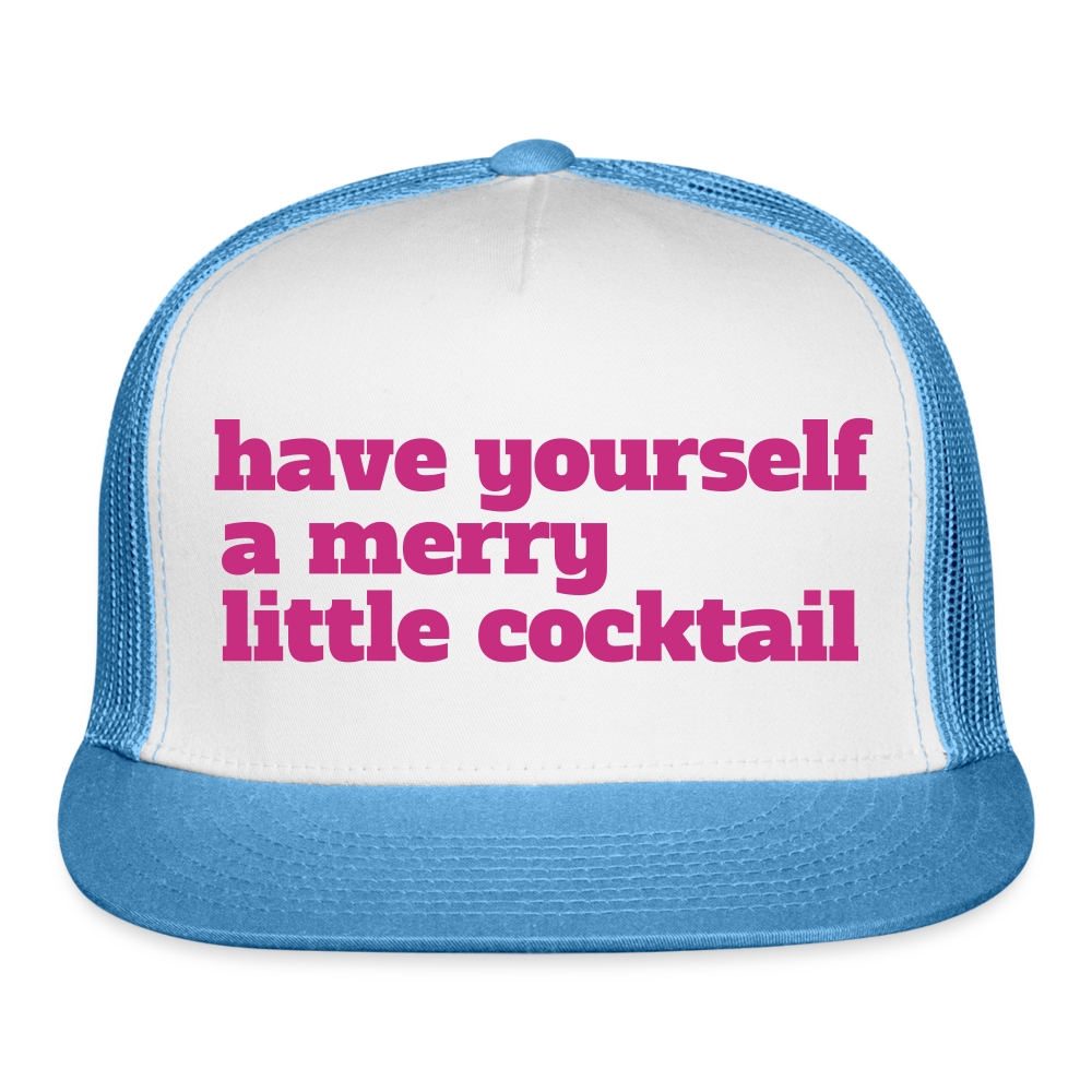 Have Yourself a Merry Little Cocktail Trucker Cap Velvet Print - white/blue