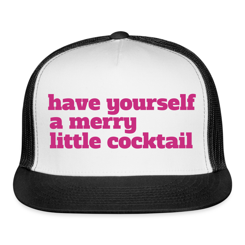 Have Yourself a Merry Little Cocktail Trucker Cap Velvet Print - white/black