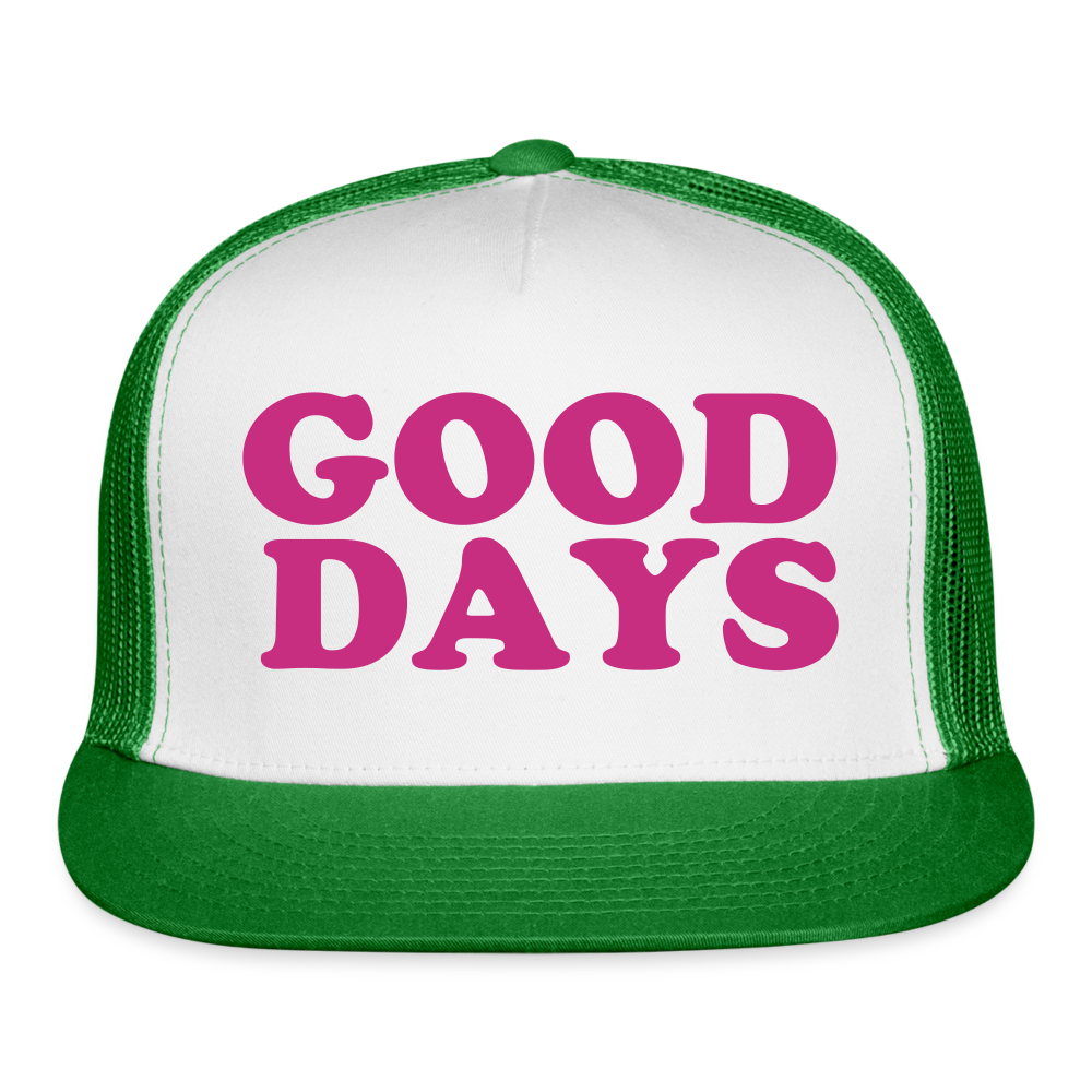 Good Days Trucker Cap Velvet Print - white/kelly green