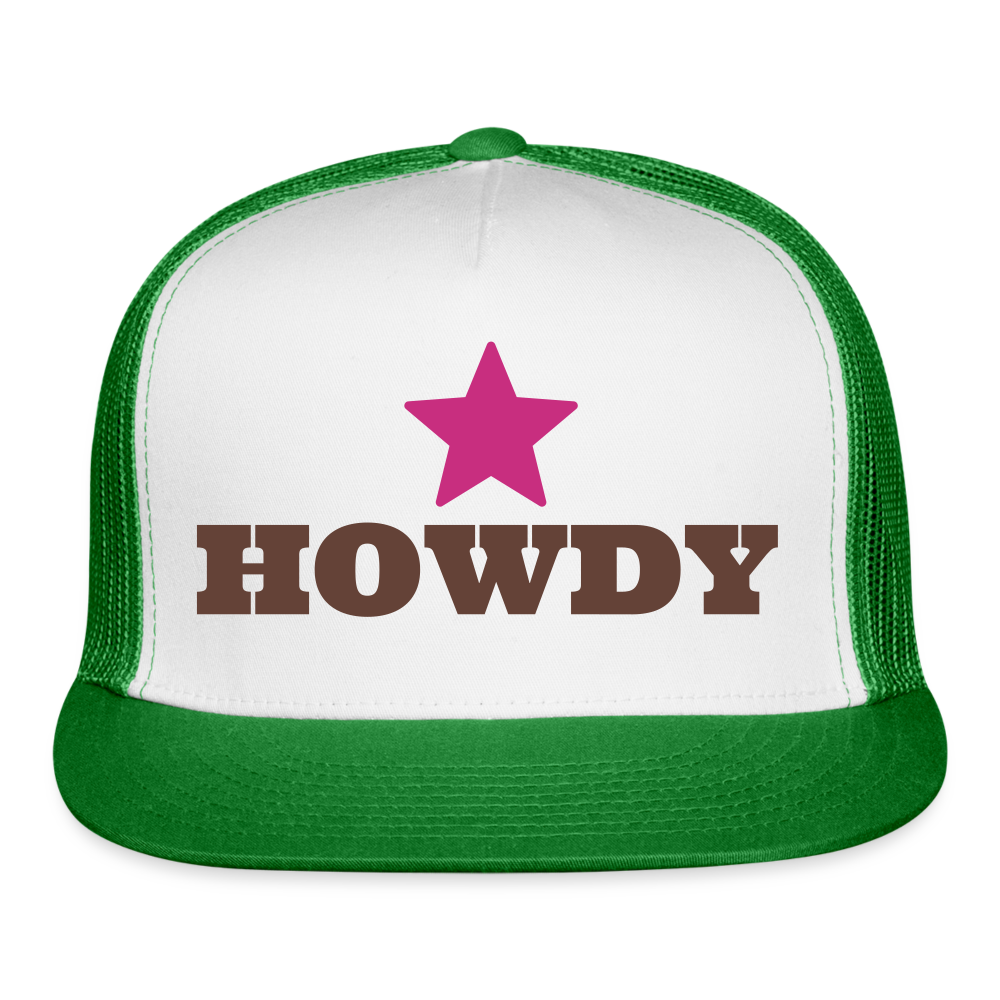 Howdy Trucker Cap Velvet Print - white/kelly green