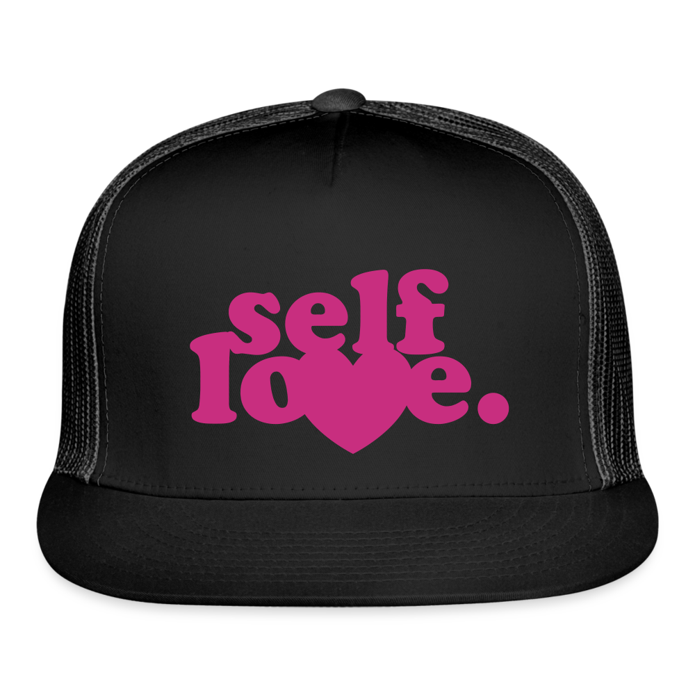 Self Love Trucker Cap Velvet Print - black/black