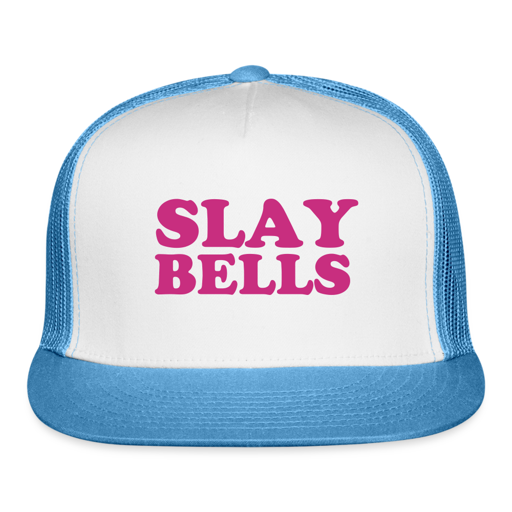 Slay Bells Trucker Cap Velvet Print - white/blue