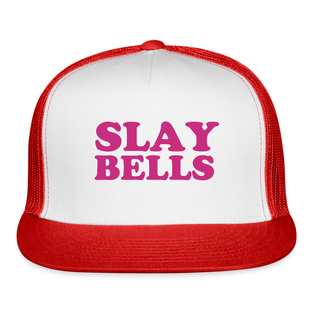 Slay Bells Trucker Cap Velvet Print - white/red