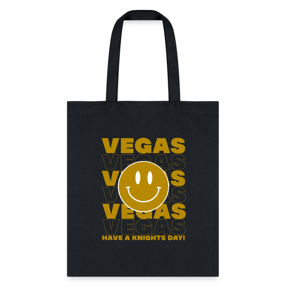 Vegas Hockey Have a Knights Day! Smiley Face Tote Bag - black