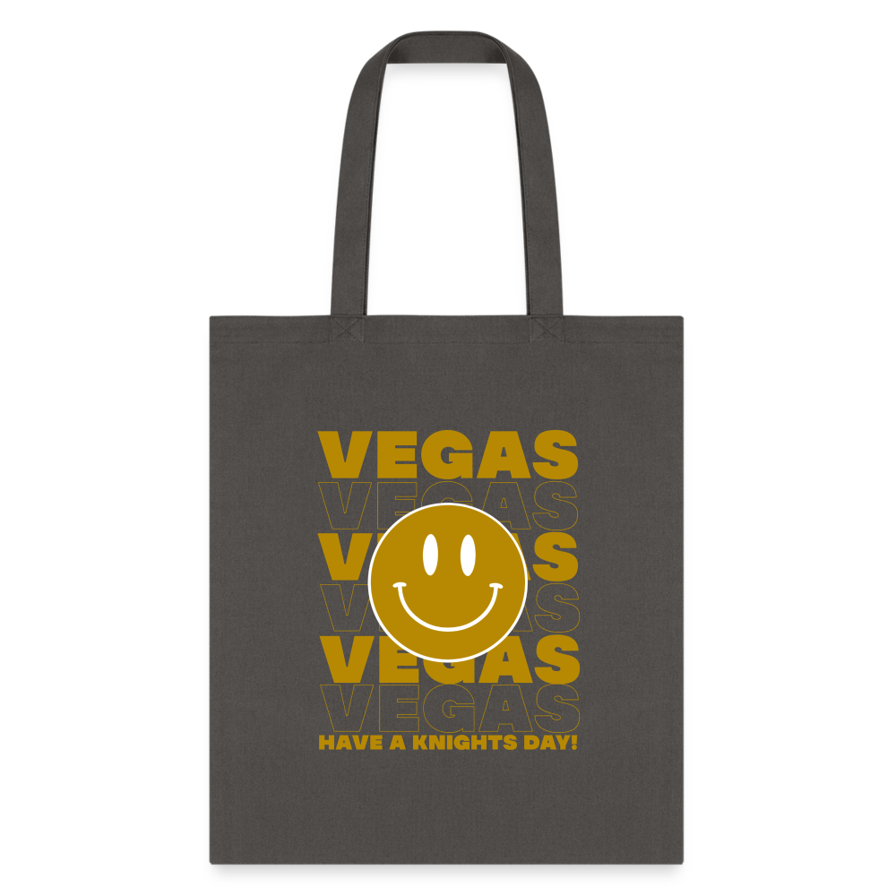 Vegas Hockey Have a Knights Day! Smiley Face Tote Bag - charcoal