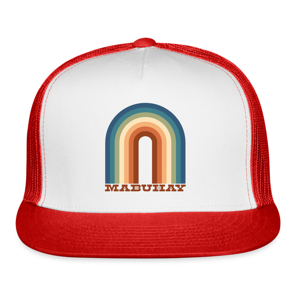 Mabuhay Rainbow Trucker Cap - white/red