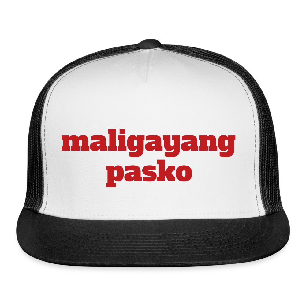 Maligayang Pasko Trucker Cap Velvet Print - white/black