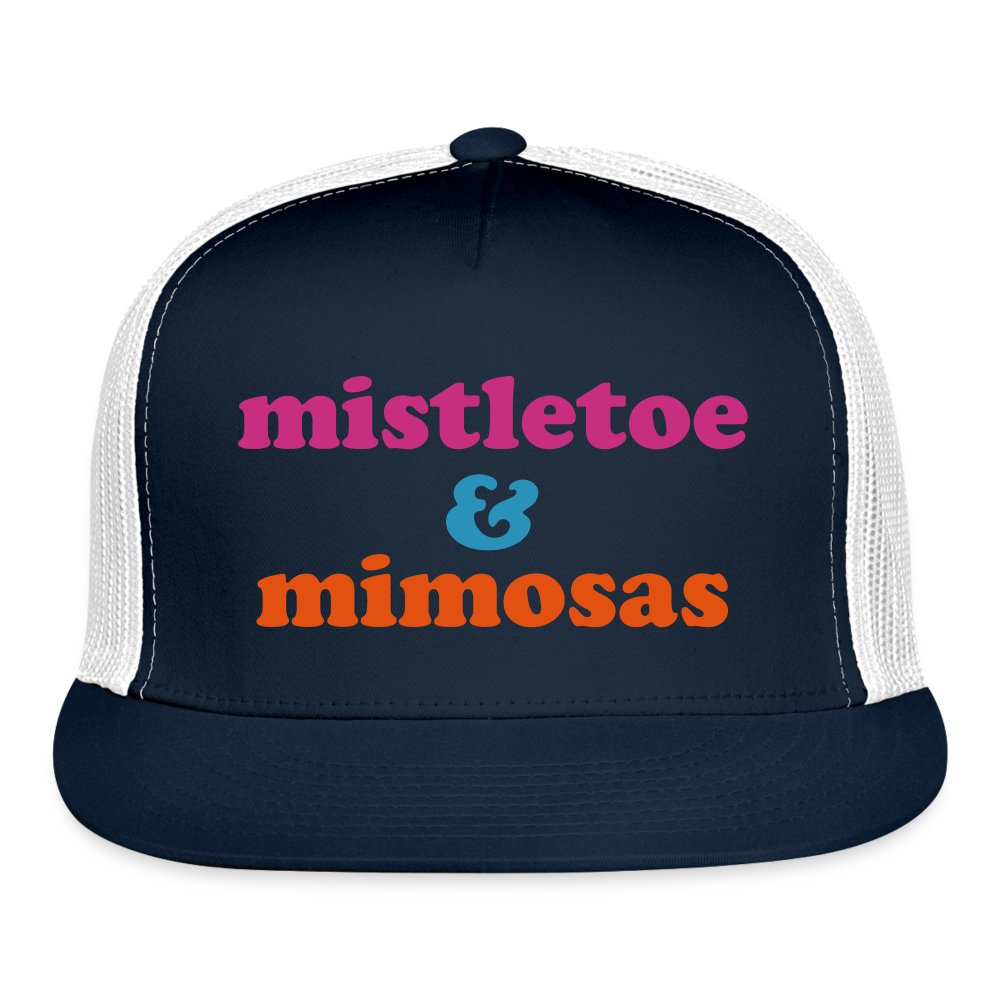 Mistletoe & Mimosas Trucker Cap Velvet Print - navy/white