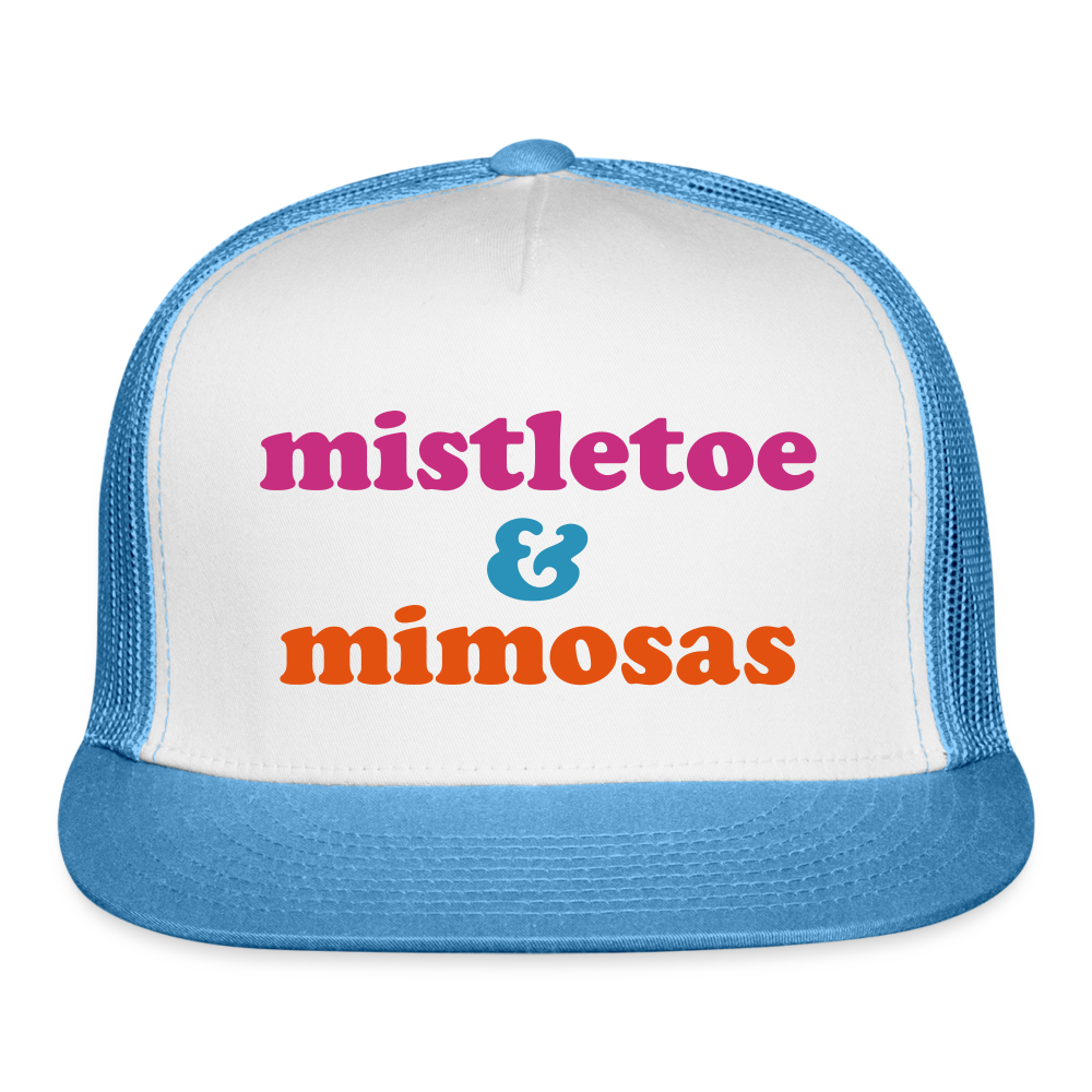Mistletoe & Mimosas Trucker Cap Velvet Print - white/blue