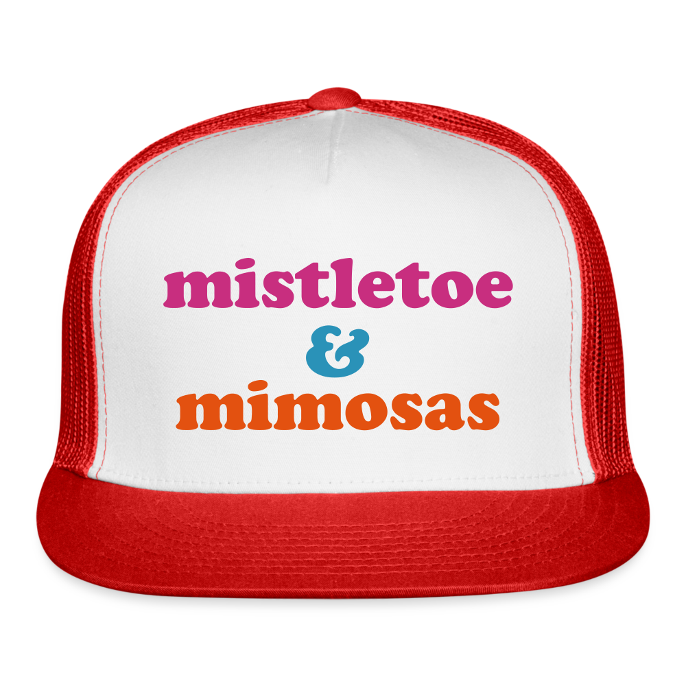 Mistletoe & Mimosas Trucker Cap Velvet Print - white/red