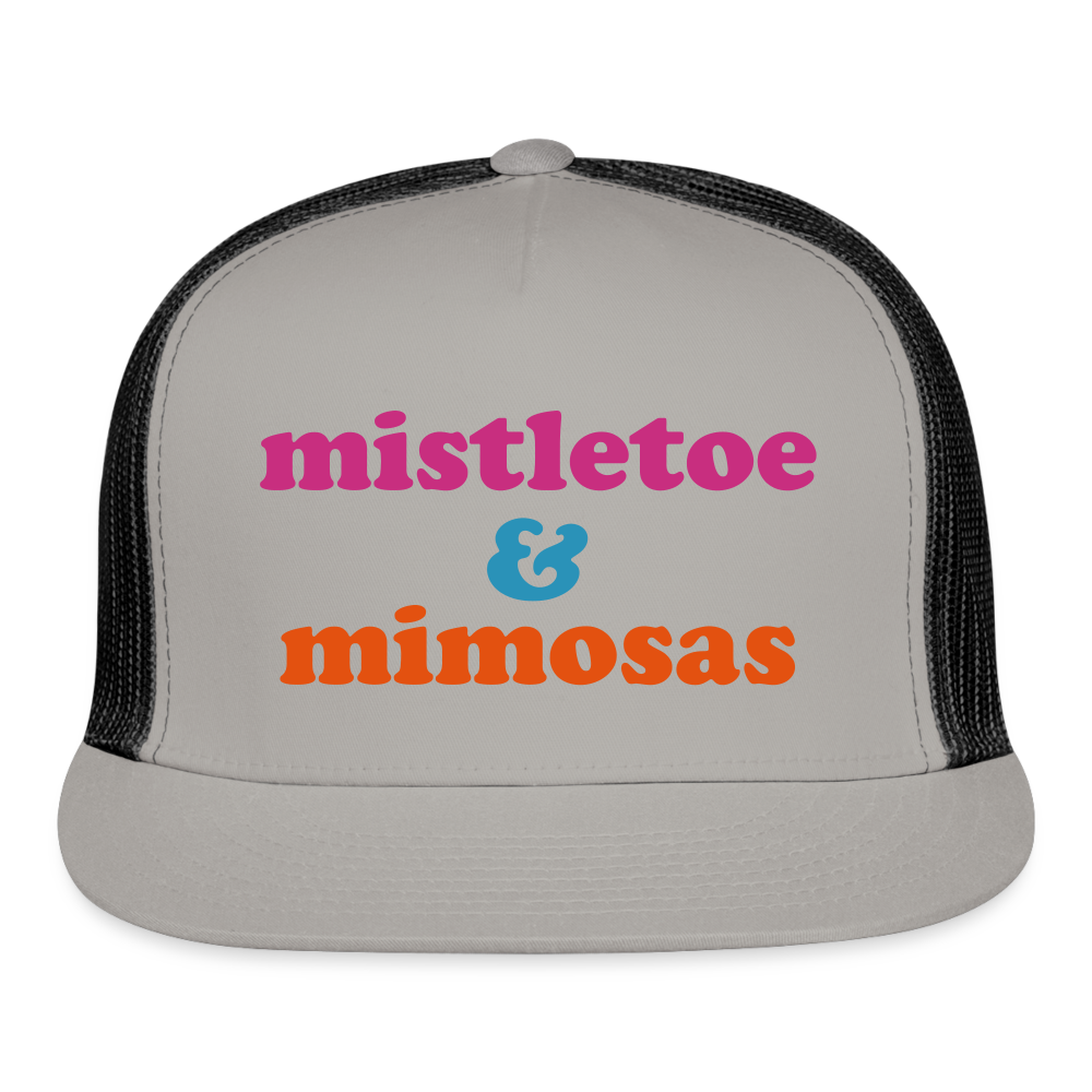 Mistletoe & Mimosas Trucker Cap Velvet Print - gray/black