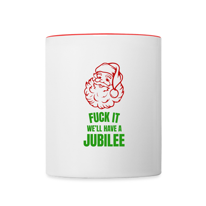 He Sees You When You're Drinking Santa Contrast Coffee Mug - white/red