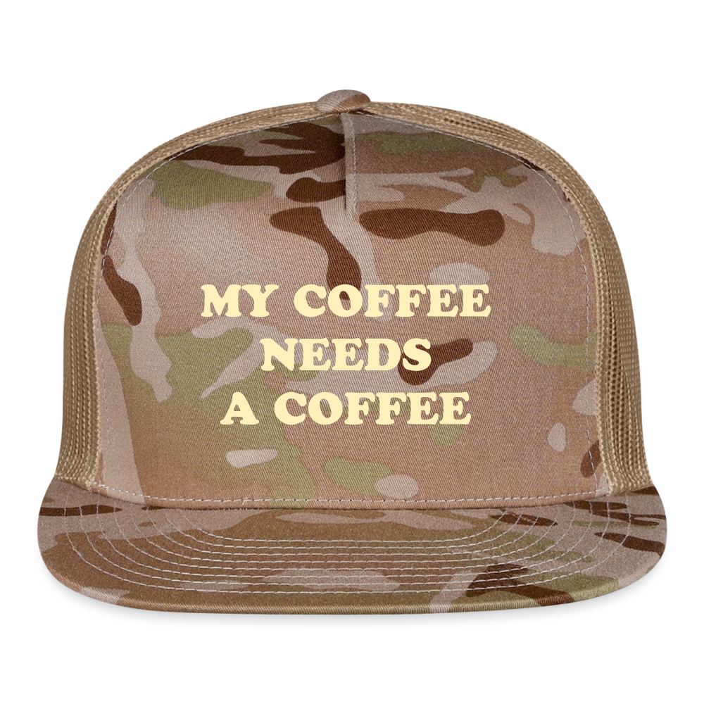 My Coffee Needs A Coffee Trucker Cap - MultiCam\tan