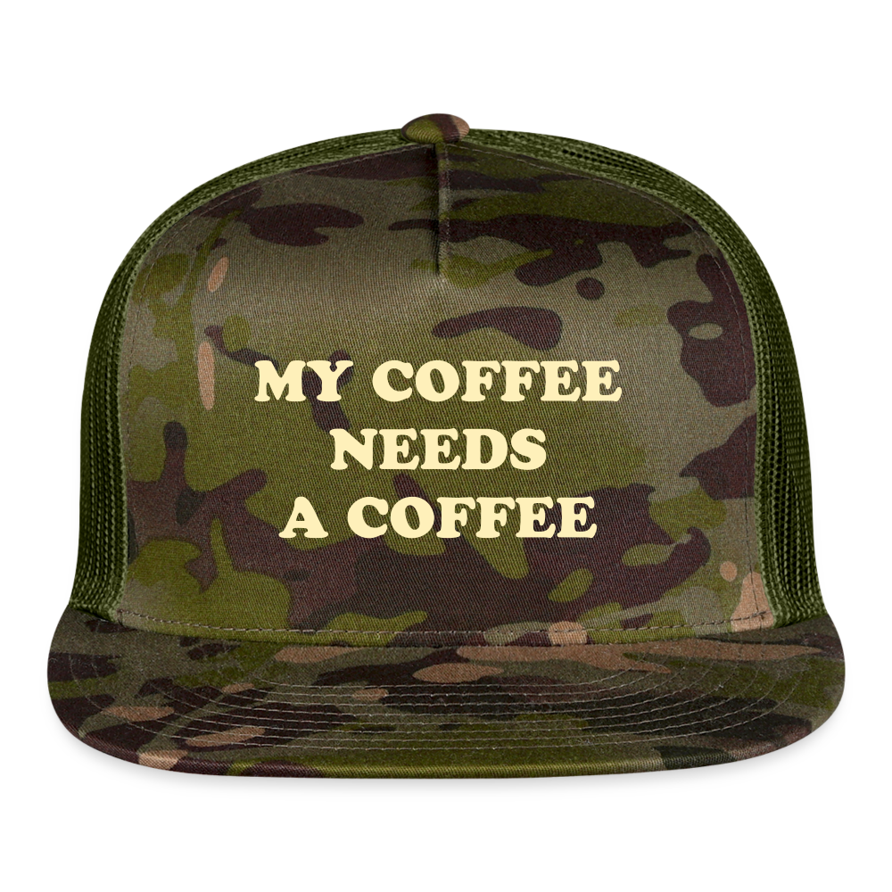 My Coffee Needs A Coffee Trucker Cap - MultiCam\green
