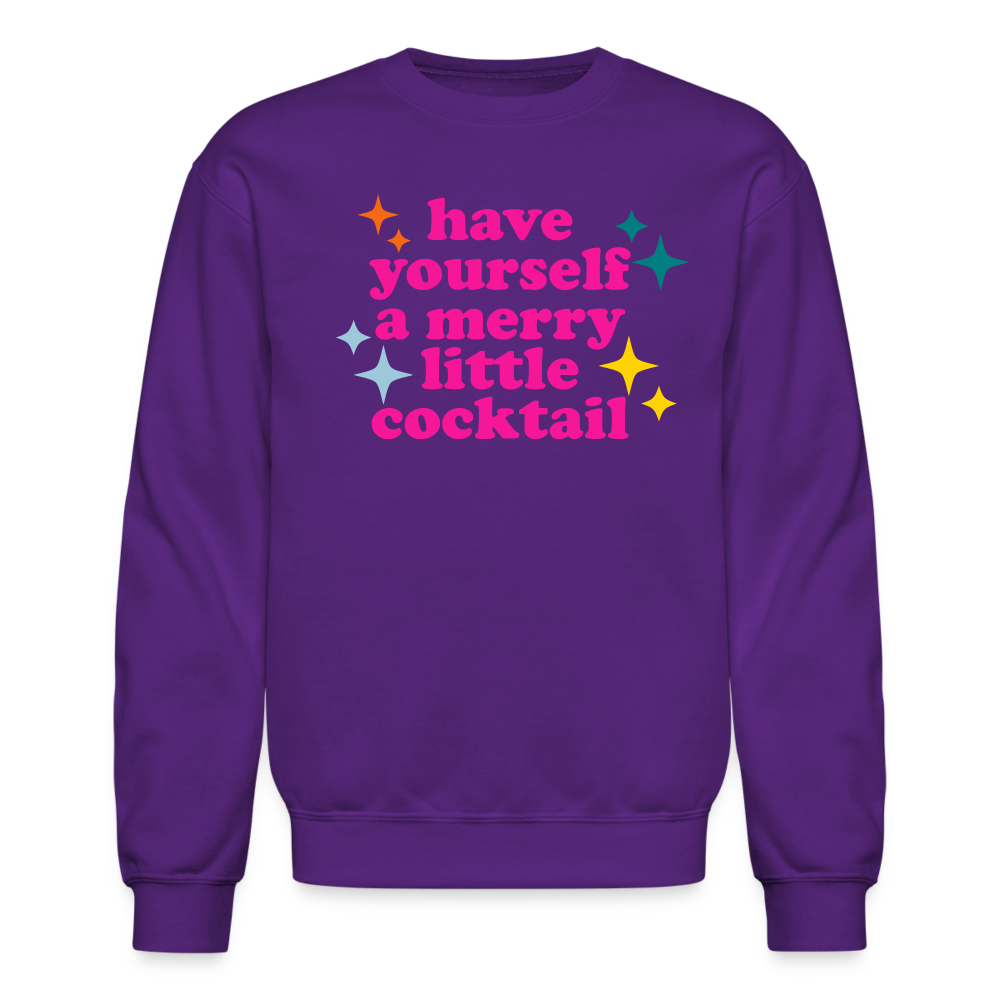 Have Yourself a Merry Little Cocktail Crewneck Sweatshirt - purple