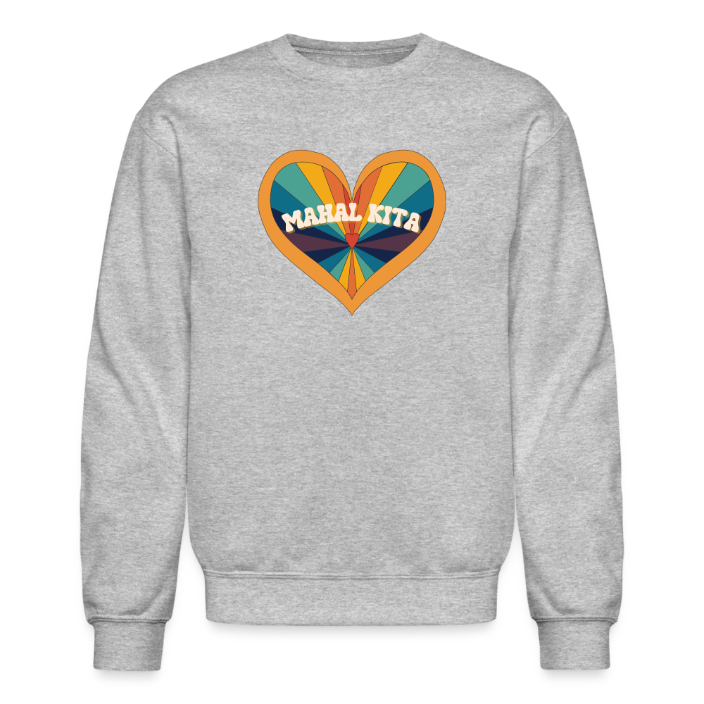 Mahal Kita Rainbow Heart Crewneck Sweatshirt - heather gray